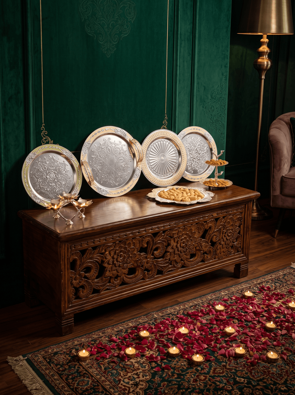 Royal Mandala Silver Platters